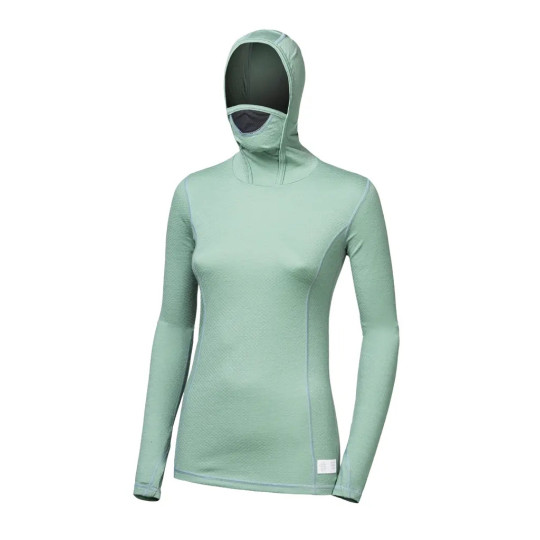 Tee-shirt ML femme laine Mérinos à capuche W'S DOUBLE FACE HOODED basil-green SENSOR
