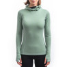 Tee-shirt ML femme laine Mérinos à capuche W'S DOUBLE FACE HOODED basil-green SENSOR