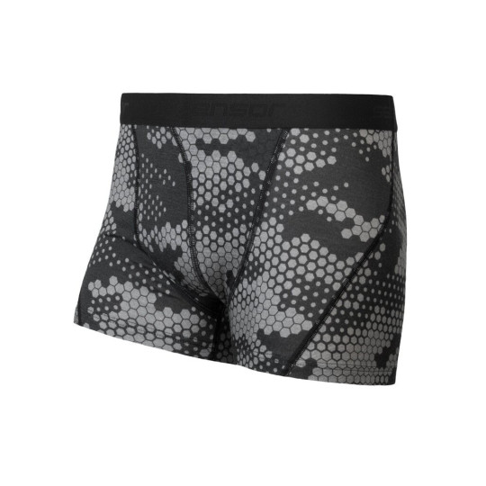 Caleçon homme laine Mérinos IMPRESS BOXER noir-honeycomb SENSOR