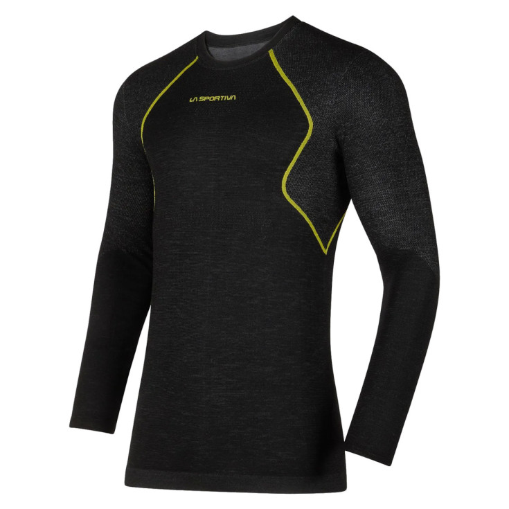 Tee-shirt manches longues homme WOOL40 AERO MEN noir-jaune LA SPORTIVA 26