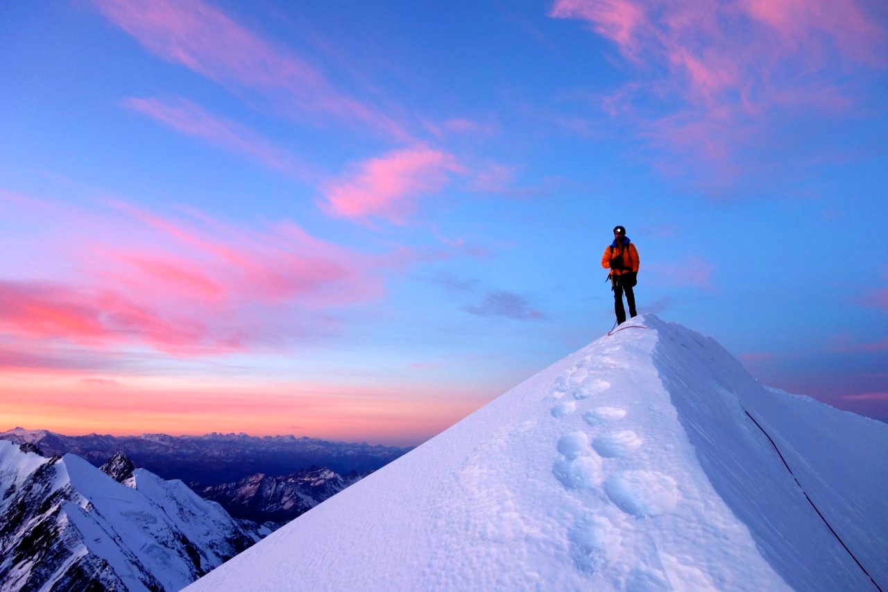 Nico sur l'arête de Bionnassay.