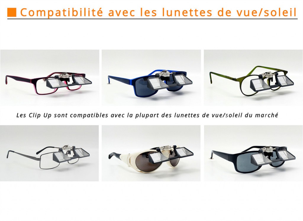 Le clip Up s'adapte sur toutes les montures de lunettes