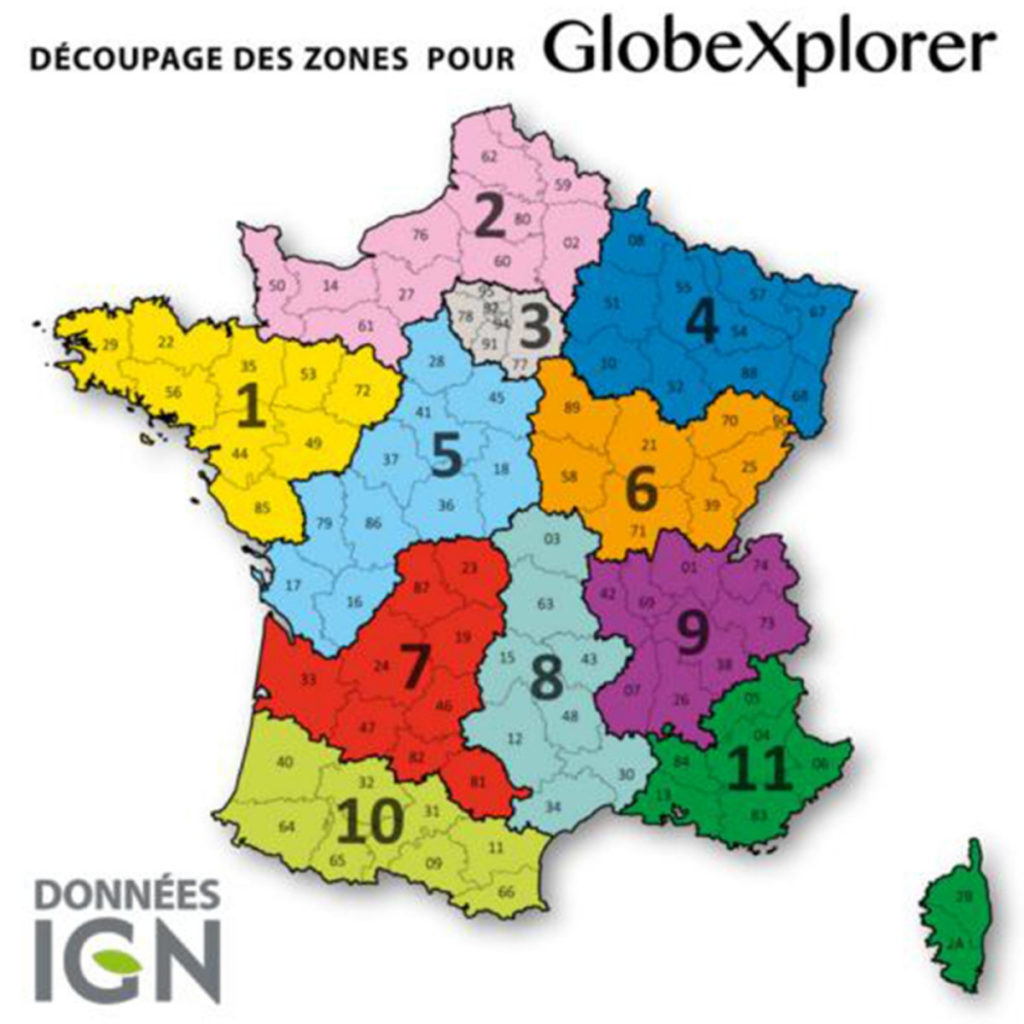 Découpage des zones GlobeXplorer