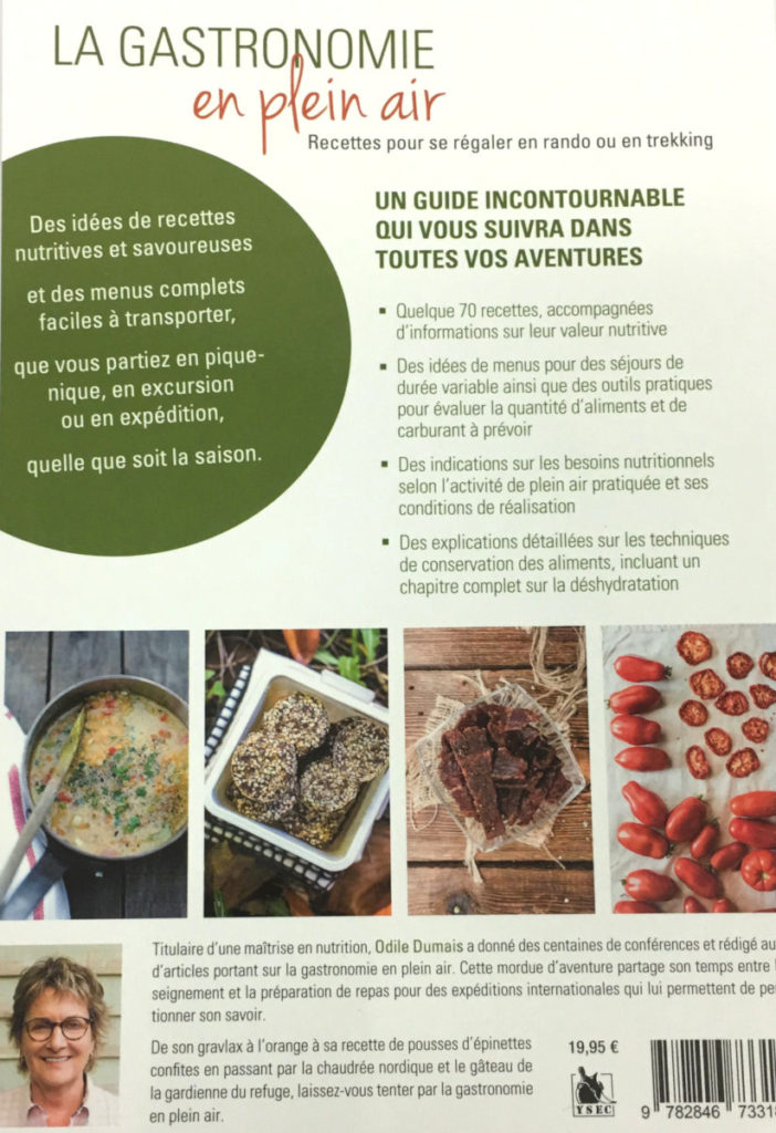 4ème de couverture du livre Odile Dumais LA GASTRONOMIE en plein air