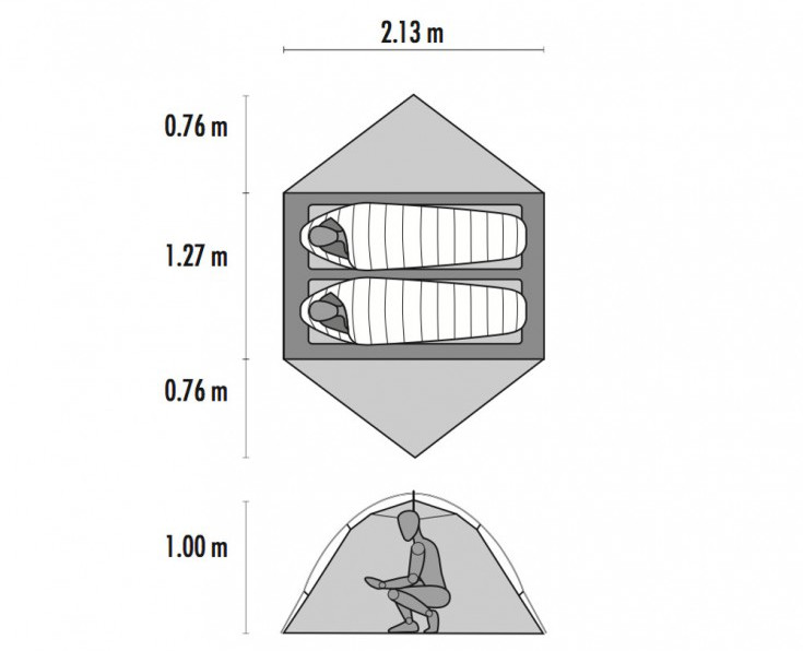 Dimensions de la tente de randonnée Hubba Hubba MSR Gear