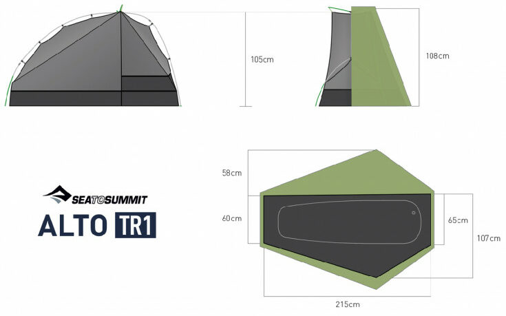 Schéma et dimensions de la tente ALTO TR1