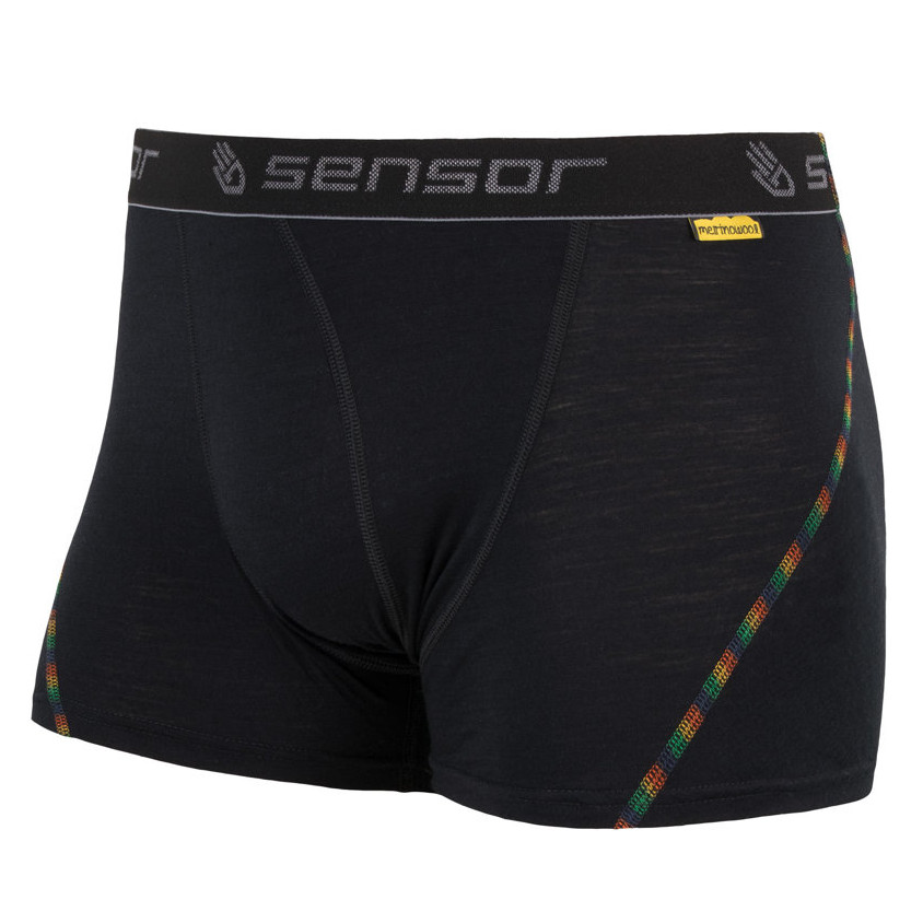 boxer homme noir en laine Mérino Sensor