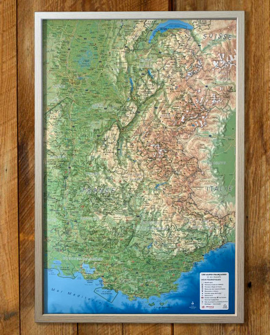 Carte en relief Alpes Françaises