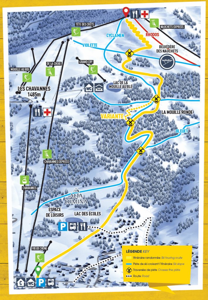 Tracé de la piste de ski de rando-chavannes-les gets